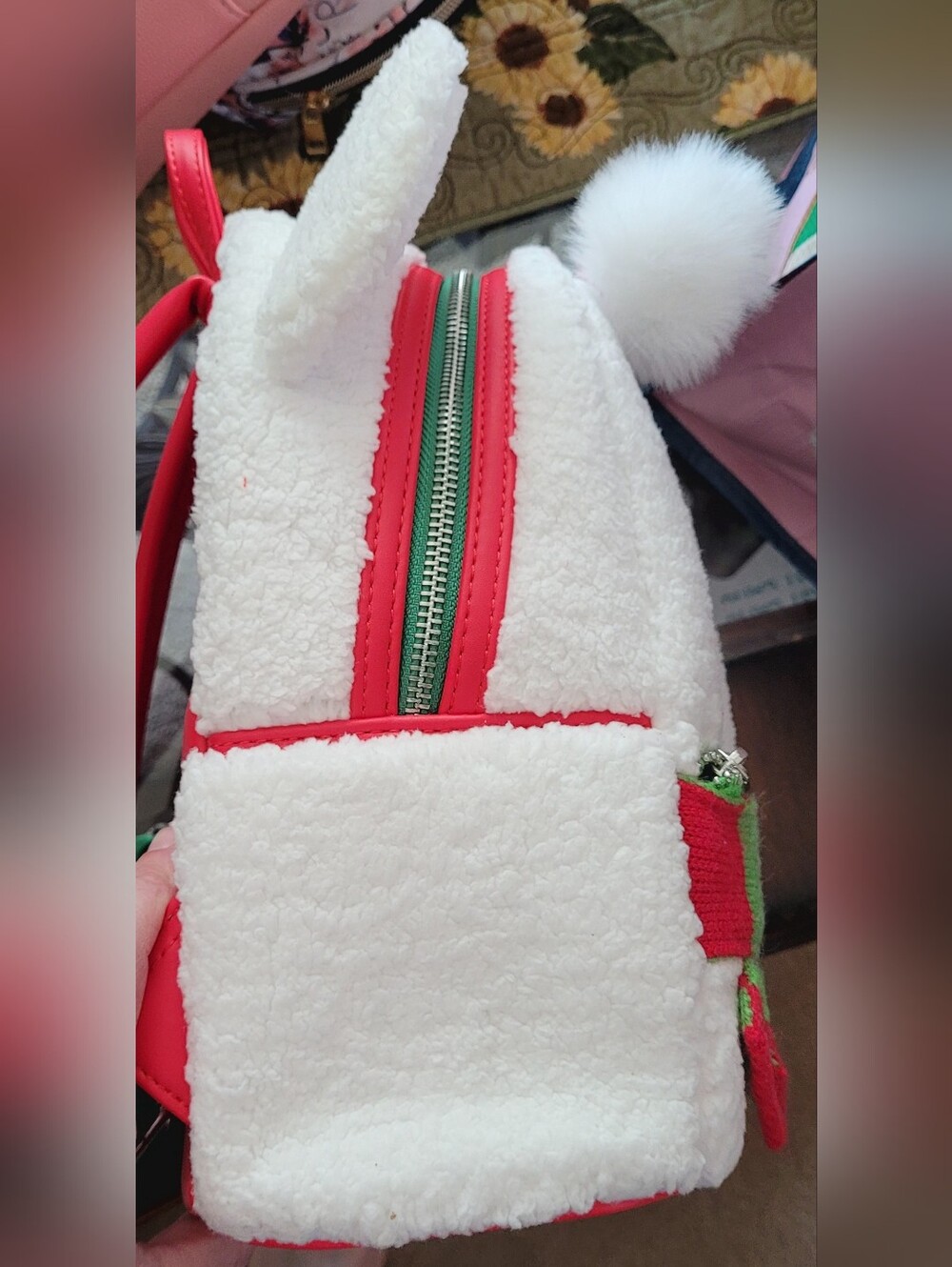 Loungefly x Disney Parks Mickey Snowman Fuzzy Backpack with Matching Ears - Picture 7 of 12